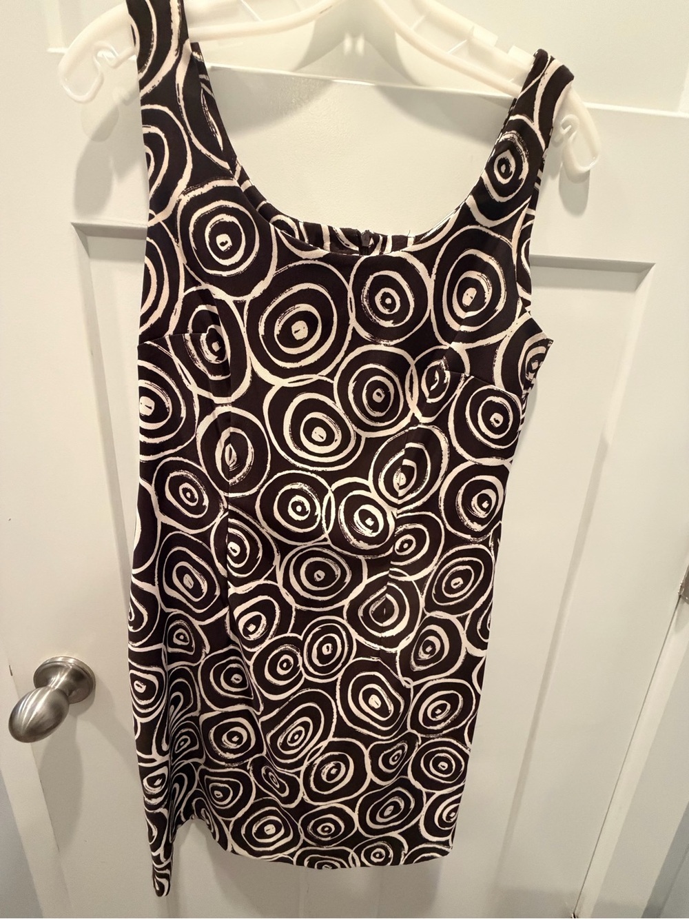Kim Rogers Signature Sleeveless Sheath Dress Brown Cream Abstract Print Size 6